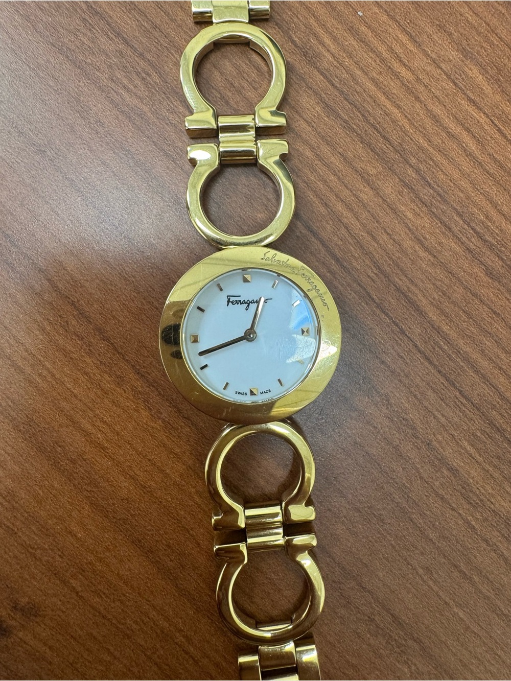 Salvatore Ferragamo Gold and White Women's Bracelet Watch